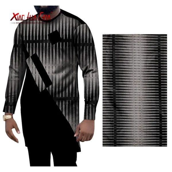 Cire de tissus africains ankara motif concepteur vêtements polyester modèle d'été respirant couture de conférence masculine combinaison fp6368
