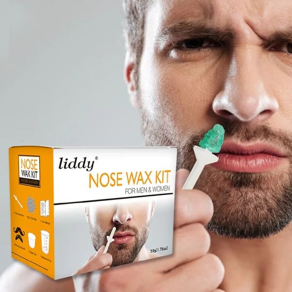 Wax beanKit de cera para la nariz portátil sin dolor para hombres y mujeres, juego de cera para depilación de la nariz, sin papel, cera para el pelo de la nariz, Kit de cera para limpieza de frijoles 240223