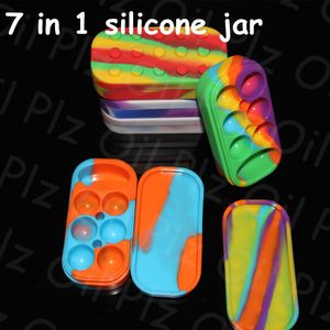 Containers Big 7 in 1 Silicon Contianer Dry Herbal Silicone Jars DAB Wax Container