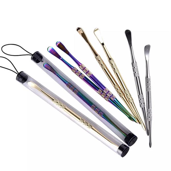 Outils de dabber de cire atomiseur de cire or argent couleur arc-en-ciel 121mm outil de pot de Dab stylo vaporisateur d'herbes sèches pour récipient en Silicone Mat