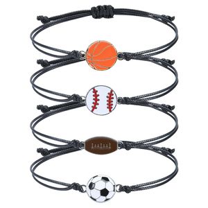 Bracelets tressés en corde de cire Creative Basketball Baseball Football Bracelet de sport Accessoires de mode