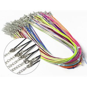 Corde de cire cordons de collier droits fil de 1.5mm pour colliers pendentif bricolage avec fermoir à homard 18 ''100 pièces/lot 20 couleurs fil de cordon de bijoux