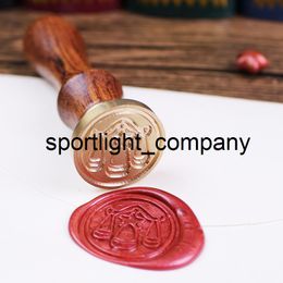 Ensemble de luxe de sceau de cire, timbre de cire à cacheter, 12 emballages en bois sceau cuivre timbre décoratif 12 signes étoiles cadeau