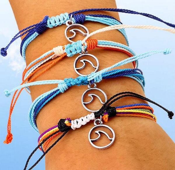 Wax String Tissé Bracelets Multicouche Tissé Bracelet D'amitié Vague Charme Réglable Tressé Bracelet pour Femmes Filles cadeau DHL gratuit