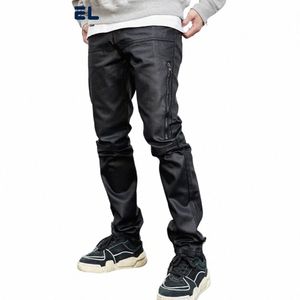 Gewaxt Rechte Broek Heren Streetwear Rits Decorati Casual Broek High Street Broek Mannen D6qC #