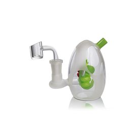 Waxmaid 3,94 pouces givré Yoshi Egg Glass Bubbler Pipe à eau avec trois trous percolateurs diffusés narguilé avec Quartz Banger entrepôt américain commande au détail livraison gratuite