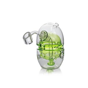 Waxmaid 4,53 inch Ronde Fab Egg Bubbler helder groen glazen bong quartz Banger honingraat percolator waterpijp booreilanden waterleiding US magazijn retail order gratis verzending