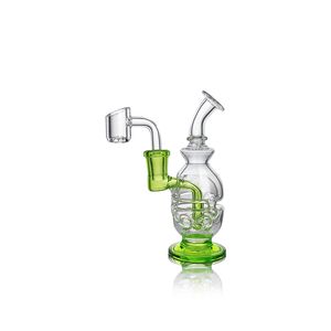 Waxmaid 5.27 pouces Pisces Mini narguilé vert clair Bol en verre pipe à eau avec bang en verre Percolateur vertical avec 3 trous ronds Entrepôt américain commande au détail livraison gratuite