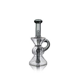 Waxmaid 5.3 pulgadas de reloj de arena mini reciclador Dab Rig Peaker 4 agujeros Percoladores de turbinas de vástago de turbina de vidrio Bongas de agua Pipas de agua Cabra de cerdo Hookahs US Warehouse Minorista Envío gratis