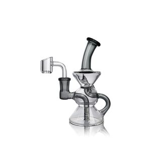 Waxmeisje 5.3inches Hourglass Mini Recycler Dab Rig beker 4 Gaten STEM TURBINE PERCOLATORS Glass Bongs Water Pipe Hookahs US Warehouse Retail Order Gratis verzending