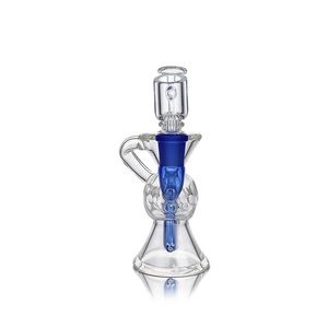 Waxmaid 5.51inch Leo Mini helder paars Dab Rig waterpijp beker glas Bong Verticale percolator met 3 ronde gaten booreilanden US magazijn retail bestelling gratis verzending