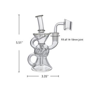 Waxmaid 5.51 pouces Leo Mini verre transparent Dab Rig bong en verre Recycler Bong avec plates-formes pétrolières 14mm Joint avec Quartz Banger US entrepôt commande au détail livraison gratuite