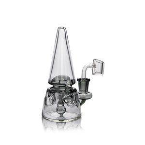 Waxmaid 5,71 inch Mushroom Mini Heldergrijs Dab Rig bekerglas waterpijp waterpijp Waterpijp met 14 mm kwartsoliekom US magazijn winkelbestelling gratis verzending