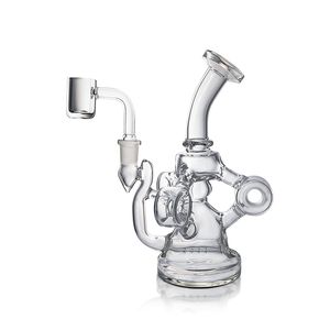 Waxmaid 6,14 inch Defender Mini Clear Recycler Glass Dab Rig waterpijp bong glazen waterpijpen Perc Recycler Hookahs Oil bowl US magazijn retail order gratis verzending