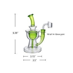 Waxmaid 6.38 pouces Trophée Incycler narguilé Vert clair verre dab rig Tornado Beaker pipe à eau en verre bong 14mm Joint Oil Rigs US entrepôt détail commande livraison gratuite