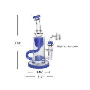 Waxmeisje 7.48inch Klein Recycler Clear Purple Water Pipe Oil Rig Hookah Borosilicate Glass Glas Glas Glas Bong US Warehouse Groothandel Retailorder Gratis verzending