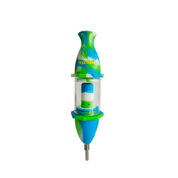 Waxmaid 8inch capsule Silicone bongs nectar collecteur en verre bang pipe d'eau flexible Silicone Facile à démonter l'entrepôt américain Commande de vente au détail Livraison gratuite