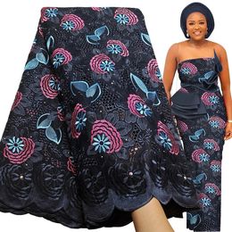Fashion 100% coton Swiss Voiile en dentelle de haute qualité de haute qualité nigériane Party Stone Broidery en dentelle africain tissu 231222