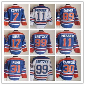 WAYNE GRETZKY EDMONTON Vintage Hockey Jerseys 11 Mark Messier 30 Bill Ranford 7 Paul Coffey 89 Sam Gagner 17 Jari Kurri 31 Grant Fuhr Ed CCM Retro Uniformes Men