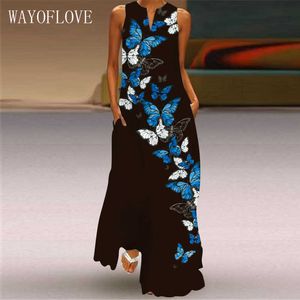 WayofLove mode zwarte jurk casual plus size jurken zomer vrouw mouwloze meisjes strand maxi Dres 210602