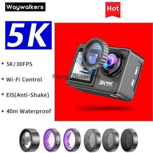 Caméra d'action WAYWALKERS 5K 4K 60FPS filtre amovible prise de vue vidéo double écran Go Mini caméra de sport sous-marine étanche Pro HKD230828 HKD230828