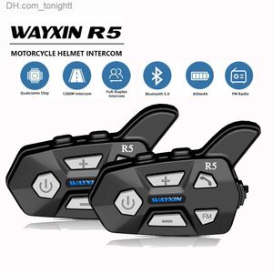 WAYXIN R5 BT5.0 Motorcycle Helmet Intercom 2 Rider Wireless Bluetooth Headset Intercomunicador Moto Interphone Q230830