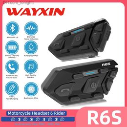 WAYXIN R6s BT5.0 Casco de motocicleta Intercomunicador Auriculares 1200M Interfono Comunicador para 6 jinetes Impermeable Q230830