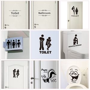 WC Toilet Entrance Sign Door Stickers For Public Place Home Decoration Creative Pattern Wall Decals Diy Funny Vinyl Mural Art 220716
