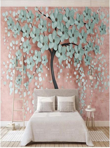 Wdbh 3d fond d'écran personnalisé po murale européen minimaliste arbre fond de fleur peinture peinture de décoration intérieure papier peint de salon pour 4309024