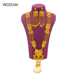 WDZUIAI 24K Gold Color Tassles Collar Pendiendo Africano Mujeres Árabes Francés Norcedales Boda de boda Joyería Esposa Mom Regalos 240425