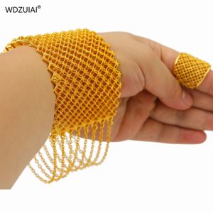 WDZUIAI Design 24k gouden kleur kwastjes manchet armband ring sieraden set Dubai African French Women Bridal Wedding Party 240511