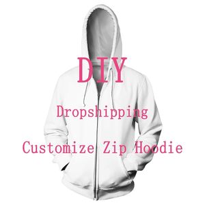 Nous acceptons Cher Client Conception Anime P o Star Chanteur Motif DIY Zip Hoodies Hommes Femmes 3D Imprimer Streetwear Mode Zipper Tops 220707