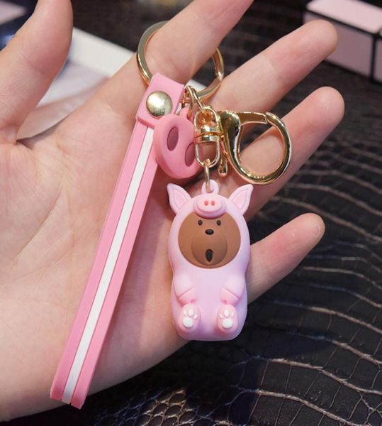 Bare Bears Lovely Doll Keychain Figuras Toy Grizzly Panda Icebear Cosplay Key Ring Accesorios Costilería Regalo 9300541