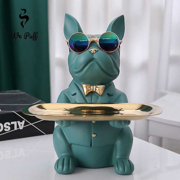 WE PUFF Bouledogue Français Chien Cigarette Cendrier Multi-cinétique Fruits Lunettes De Soleil Clé Personnalisé Résine Plateau Roulant Accueil Art Statue HKD230808