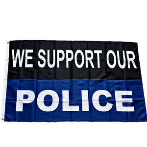 Apoyamos nuestras banderas de policía Pancartas 3 'x 5' pies 100D Poliéster Producción rápida Color vivo con dos ojales de latón