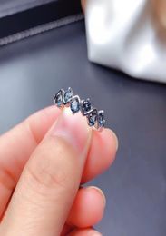 Weaiiny oprechte stijl ring natuurlijke London Blue Topaz Ring S925 Sterling Silver Simple Popular Blue Gemstone Jewelry Lady Ring Y117834135
