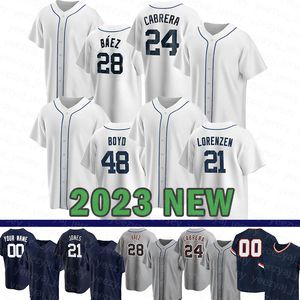 Use camisetas de béisbol 2023 24 Miguel Cabrera 28 Javier Baez 8 Matt Vierling Matthew Boyd Jonathan Schoop Tyler Alexander Austin Meadows 67 Cisnero Alex Wood