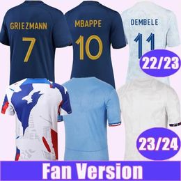 Portez 22 23 Mbappe Giroud Griezmann Mens Soccer Jerseys French Kante Benzema Dembele 23 24 Home Away Prem Match Training Football Shirts