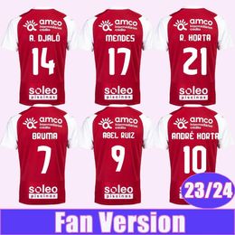 Portez 23 24 SC Braga Mens Soccer Jerseys Bruma Abel Ruiz Andre Horta A. Djalo Mendes Rony Lopes R. Horta Pizzi Home Red Football Shirts