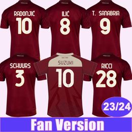 Portez 23 24 Torino FC Ricci Mens Soccer Jerseys Singo T. Sanabria Ilic Pellegri Zima Buongiorno Home Limited Edition Football Shirts
