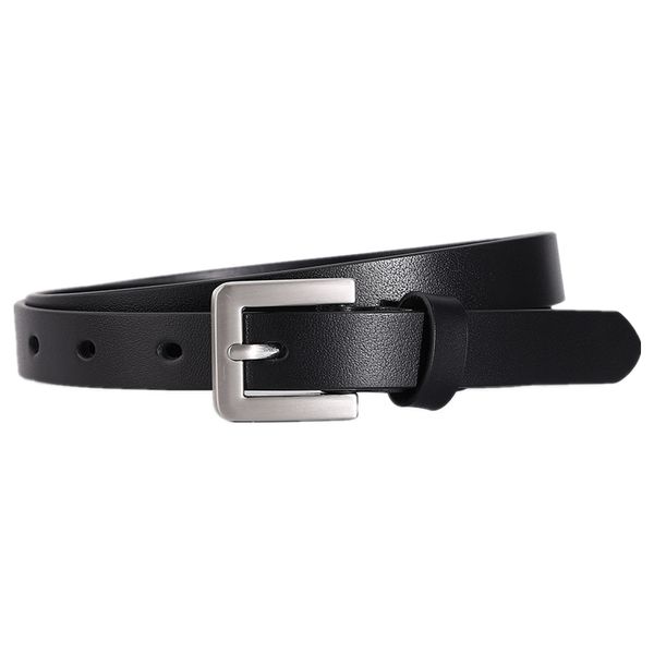 Portez une élégante ceinture en cuir argenté à boucle carrée Ceinture simple et fine All-Match Accessoires décoratifs à la mode pour femmes