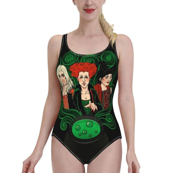 Porter body une pièce maillots de bain femmes nouvelle femme plage maillot de bain maillot de bain sorcière sorcières chat Halloween Sanderson