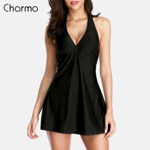 Wear Charmo Femmes Onepiece V Cou Maillot De Bain Femmes Bandé Maillots De Bain Rétro Couleur Unie Bikini Vintage Maillot De Bain Précipité Robe Sexy