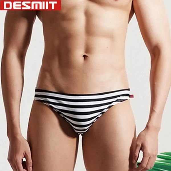 Wear Desmiit Swimwwear Men Swim Briefs Stripe Swimming Trunks For Young Boy Sexy Swimsuit Mini Bathing Costhing Shorts de plage Gay Zwembroek