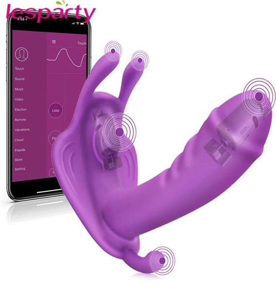 Usar consolador de mariposa vibrador juguetes sexuales para pareja orgasmo masturbator App Remote Control Bluetooth Vibradores para mujeres26805043325