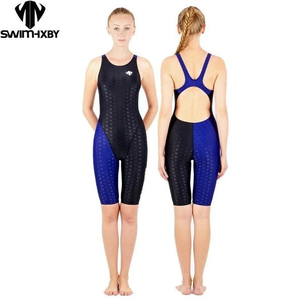 Porter des maillots de bain Hxby filles maillots de bain de course peau de requin genou professionnel une pièce compétition maillots de bain une pièce