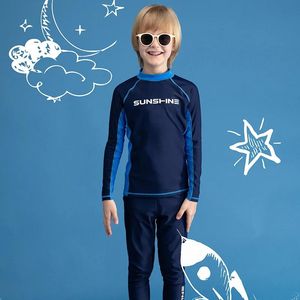 Draag Julysand jongensbadmode kinderen Rash Guard-sets met lange mouwen voor kinderen tegen de zon, tweedelig zwempak voor jongens