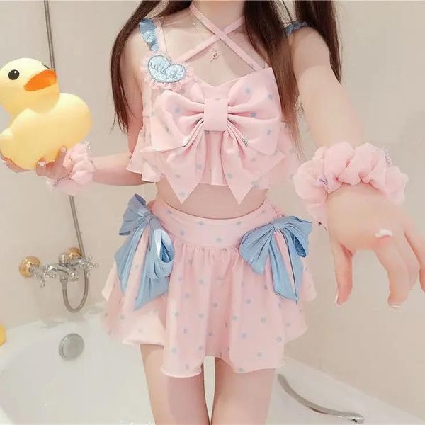 Usar lolita niña traje de baño trajes de baño de traje de baño de carros japoneses kawaii