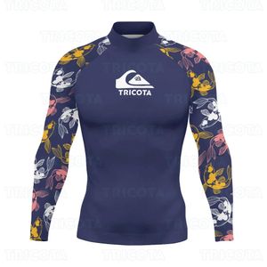 Porter une chemise de Surf à manches longues pour hommes Rashguard Protection UV t-shirts de plage maillots de bain UPF vêtements de sport élastique Rashguard Surf maillot de bain