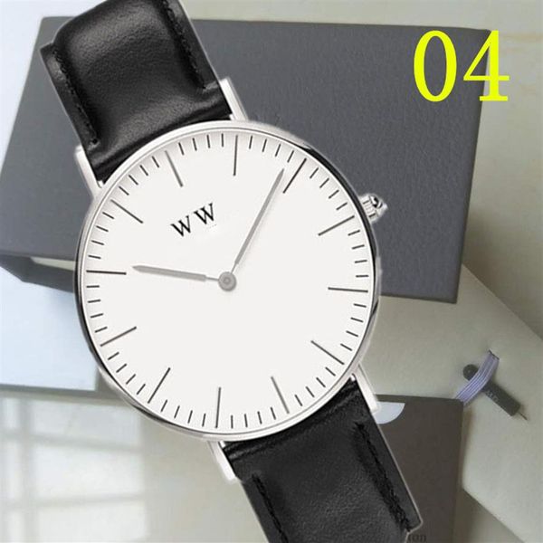 Porter la boîte d'origine 3A Montre pour homme de la plus haute qualité 40mm femme 36mm Wellington's Fashion Bracelet en cuir quartz Designer194a